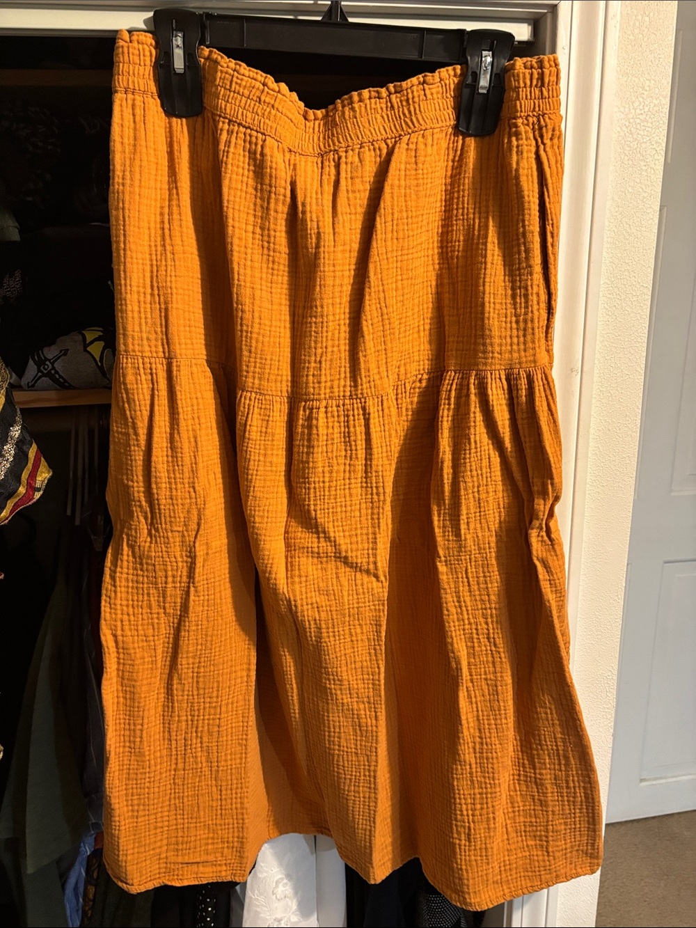 Universal Thread Tiered Maxi Skirt in Mustard